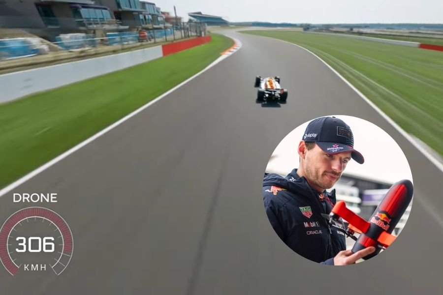 Drone segue carro da RBR a mais de 300km/h e surpreende Verstappen; assista!